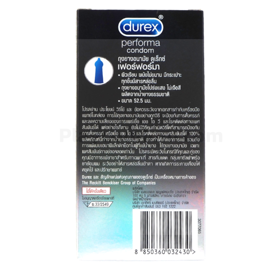 Durex Performa condoms delay ejaculation contains one box.